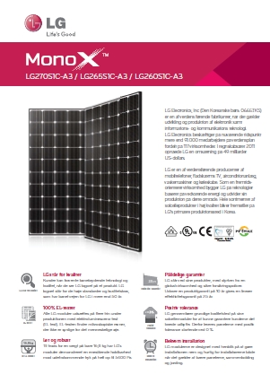LG Solar Datenblatt MonoX Serie, A3